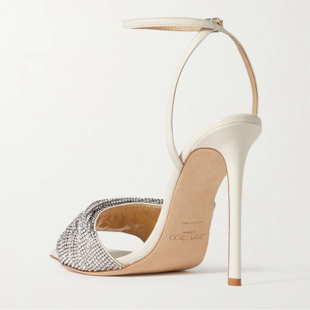 Like new JIMMY CHOO Naria 110 crystal-embellished leather sandals $1,625 - Picture 8 of 17